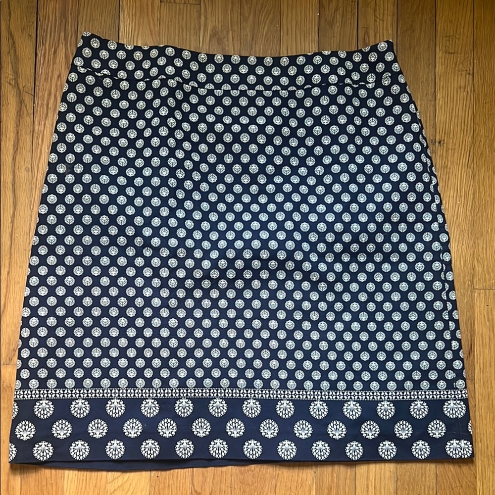 TALBOTS Classic Navy and White Print, canvas skirt